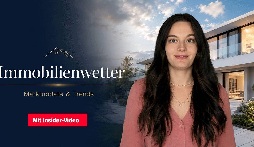 Immobilienwetter – aktuelle Marktupdates und Trends zum Immobilienmarkt mit Immobilienexpertin vor moderner Wohnimmobilie.